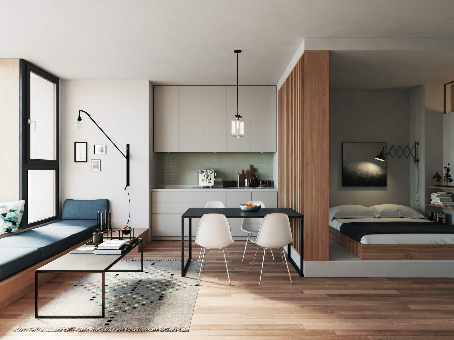 Visualisierung einer Wohnung im Neubau fiftysix